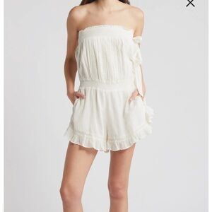 Free People Feelin' Fancy Strapless Cotton Romper